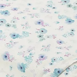Baumwollstoff "Blümchen", offwhite/blau