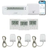 Homematic IP Homematic IP Starter Bundle Fußbodenheizung Smart-Home-Zubehör, Smart Home Fußbodenheizung für 3 Räume mit WTH-B weiß