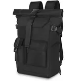 LONHCHI Rolltop Rucksack Damen, 27 L Herren Rucksack Wasserdicht, Rucksack Groß Tagesrucksäcke mit Laptopfach 17.3 Zoll,Fahrradrucksack Reiserucksack für Business Uni Freizeit Sport Wandern