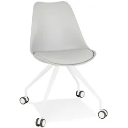 Konferenzstuhl Bürostuhl Objektstuhl mit Rollgestell | Metallrahmen mit Polsterung | Grau-Weiß | Ergonomisch | Galoro Kollektion | Kadima Design