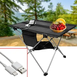 Faltbarer Solar-Campingtisch (20W): USB-A & USB-C Anschlüsse, 60,8x40,5 cm, schwarz - Mobile Stromversorgung für Outdoor-Abenteuer