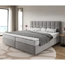 DeLife Boxspringbett Dream-Fine Mikrofaser Grau 200x200 cm Bonell-Matratze PolyurethanTopper - Grau