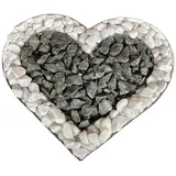 Gartenwelt Riegelsberger Herz Gitter mit kleinen Carrara & Basalt Steinen für Allerheiligen Grabschmuck Grabgestaltung Grabdeko Pflanzschale