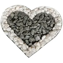 Gartenwelt Riegelsberger Herz Gitter mit kleinen Carrara & Basalt Steinen für Allerheiligen Grabschmuck Grabgestaltung Grabdeko Pflanzschale
