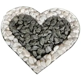 Gartenwelt Riegelsberger Herz Gitter mit kleinen Carrara & Basalt Steinen für Allerheiligen Grabschmuck Grabgestaltung Grabdeko Pflanzschale