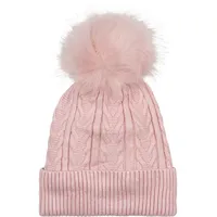 Stylebreaker Feinstrick Bommelmütze rosa