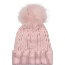 Stylebreaker Feinstrick Bommelmütze rosa