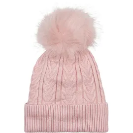 Stylebreaker Feinstrick Bommelmütze rosa