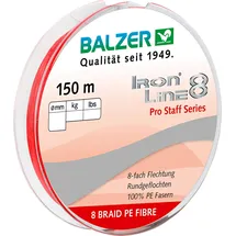 Balzer Iron Line Pro Staff 8 rot - 150m geflochtene Schnur, Durchmesser/Tragkraft:0.18mm / 12.7kg