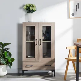 [en.casa] Vitrinenschrank Søndersø 70x31x115 cm Sonoma-Eichenoptik