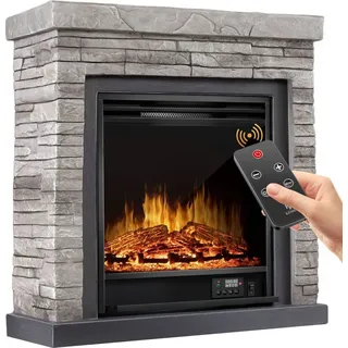 Kesser KESSER® Elektrokamin Standkamin - Kamin elektrisch mit LED 3D-Flammeneffekt, Mit Heizung Heizfunktion, Elektro Kamin mit 1800W Leistung, Wochentimer, Thermostat, Fernbedienung, dimmbar