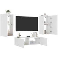 vidaXL TV-Schrank 3-tlg. TV-Wohnwand mit LED-Leuchten Weiß (1-St) weiß