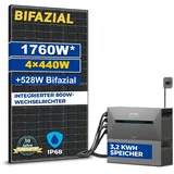 1760W Balkonkraftwerk mit Speicher Komplettset Photovoltaikanlage All-In-One 8m2 inkl. 3,2 kWh Anker SOLIX Solarbank E1600 PRO Speicher