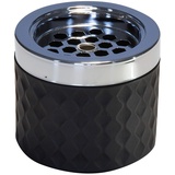 APS Windaschenbecher, 00564, aus verchromtem Metall, gefrostetes Glas, mit Bajonettverschluss, Ø 9,5 cm, 8 cm Höhe, schwarz,