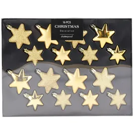 Mojawo 16tlg Weihnachtskugel Christbaumkugeln Baumkugel Set Sterne Gold