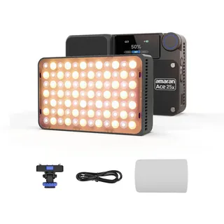 Amaran Ace 25x Bi-Color LED-Licht, 32W On-Camera-Videolicht, 2700K-6500K, 6320 Lux @ 0,5m, USB-C-Schnellladung, Magnetische Befestigung, 9 Lichteffekte, Drahtlose amaran-App-Steuerung - Charcoal