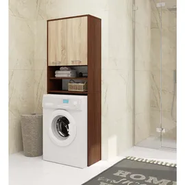 abamihome Waschmaschinenschrank 64 x 30 x 180 cm Wenge/Sonoma Eiche