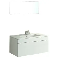 Bad-Set Badmöbel Hochglanz weiß Waschbecken Waschtisch Badezimmerausstattung Badzubehör Badschrank Badezimmer Unterschrank Como II Jet-Line