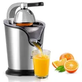 Zilan Elektrische Zitruspresse | Entsafter | Edelstahl | Elektrische Saftpresse | Longlife-Motor | 500 Watt | Auto-Start-Stop | Edelstahlsieb | 2 S... - Silber/Schwarz