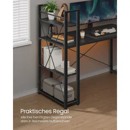 VASAGLE Computertisch, mit Regalböden rechts oder links