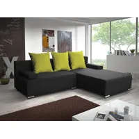 Fun Möbel Ecksofa Sofa LUCY mit Schlaffunktion Graphit / Lind.. Ottomane Rechts