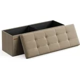 Songmics 110 cm Sitzbank mit Stauraum, klappbare Sitztruhe, Fußbank, helltaupe - Taupe