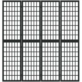 vidaXL 4-tlg. Paravent Japanischer Stil Faltbar 160x170 cm Schwarz