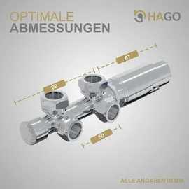 Hago Heizkörperthermostat Chrom Zweirohr Mittelanschluss 50mm