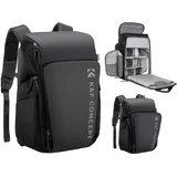 K&F Concept Kamerarucksack, Fotorucksack für Fotografen, Kamerarucksack mit 16Zoll-Laptopfach, kompatibel für Canon/Nikon/Sony/DJI Mavic Drone (Alpha Rucksack 25L), Grau