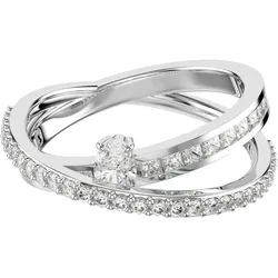Fingerring SWAROVSKI "Schmuck Geschenk Hyperbola Ring" Gr. 52, silber (metallfarben, kristallweiß, kristallweiß), Fingerringe, Damen, 52, Metall, mit Swarovski Zirkonia (synth.)