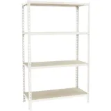 Proregal Schwerlastregal Mid Muli HxBxT 150 x 120 x 40 cm 4 Fachböden Fachlast 200 kg Weiß
