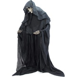 Europalms Halloween Figur Skelett formbar | Stehendes Skelett im schwarzen Umhang | Individuell zu biegen