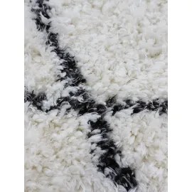 carpetfine Hochflor-Teppich CARPETFINE "Eddy", schwarz, H:30mm Ø:80cm, Polyester, Teppiche, Fransenteppich, Shaggy Langflor mit Fransen, starke Größenauswahl, Wohnzimmer