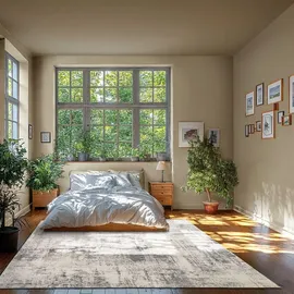 Tectake Nadira Kurzflorteppich 240 x 340 cm Beige/Grau