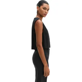 Marc O'Polo "aus Viskose-Leinen-Stretch", Damen, Gr. 44, schwarz, Obermaterial: 53% Leinen, 45% Viskose, 2% Elasthan. Futter: 100% Baumwolle, unifarben, regular fit, V-Ausschnitt, Westen Anzugweste