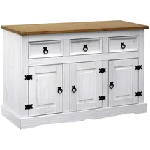 Möbilia Kommode 130 x 80 x 45 cm Weiß / Honig