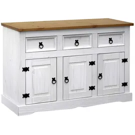 Möbilia Kommode 130 x 80 x 45 cm Weiß / Honig