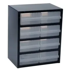 raaco Klarsicht-Magazin, HxBxT 440x360x250mm, 8 Schubladen, Gehäuse Stahlblech