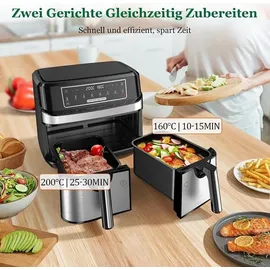 circlio Heißluftfritteuse 2 Kammern 9L schwarz