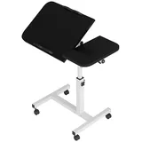 Lidzopas Pflegetisch Mit Rollen Höhenverstellbarer Betttisch Mit Kippbarer Tischplatte & Kantenschutz Bett-Beistelltisch Für Krankenbett, Pflegebett, Laptoptisch