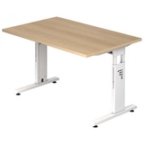 HAMMERBACHER höhenverstellbarer Schreibtisch eiche rechteckig, C-Fuß-Gestell weiß 120,0 x 80,0 cm