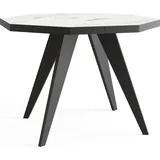 Moderner Runder Ausziehbarer Esstisch Diamond mit Schwarzen Holzbeinen – Erweiterbar bis 150 cm, Ideal für 4 bis 6 Personen - Loft-Stil Tisch in... - Weiß