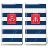 20 einzelne Taschentücher Sommer Maritime Streifen mit Anker. 2 Packungen mit 10 einzelnen Papiertaschentücher bedruckt als Geschenk.