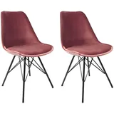 Kick Collection 2er Set Esszimmerstühl Velvet - Samt - Rosa - Modern und Hochwertig - Samtstoff und Metall - Erhältlich in vielen Farben