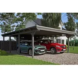 SKANHOLZ Doppelcarport Emsland 6,13 x 8,46 m grau mit Abstellraum