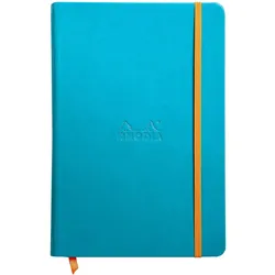 Rhodiarama Notizbuch A5, fester Einband, 96 Blatt blanko, Papier elfenbein 90g, mit Gummizugverschluss - Türkis 118747C