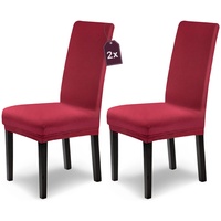 SCHEFFLER-Home Stuhlhussen Stretch Leni/Bordeaux Stuhlhussen 2er Set/Dehnbare Stuhlhussen Hochlehner als Stuhlabdeckung/Stuhlhussen Schwingstühle als Stuhl Überwurf/Stuhl Bezug waschbar