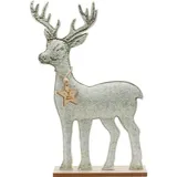 Trendline Deko Holz Rentier 59 x 5 x 39 cm grau gold Figur