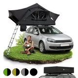 Juskys Autodachzelt Lago 120 x 210 cm - LED-Beleuchtung & Leiter - Schwarz