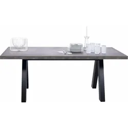 Esstisch TEMAHOME, grau (betonfarben, schwarz), B:200cm H:76cm T:100cm, Tische, Holz-Esstische Rechteckiger Esstisch, Breite 200 cm
